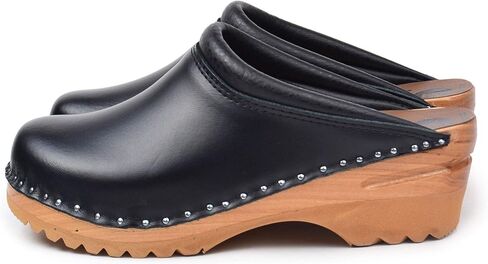 Rembrandt Bastad Slip On Closed Toe Non Slip Womens Leather Wooden Nursing Chef Work Swedish Clogs in Saudi Arabia