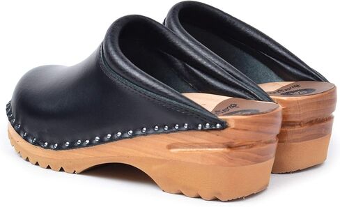 Rembrandt Bastad Slip On Closed Toe Non Slip Womens Leather Wooden Nursing Chef Work Swedish Clogs in Saudi Arabia