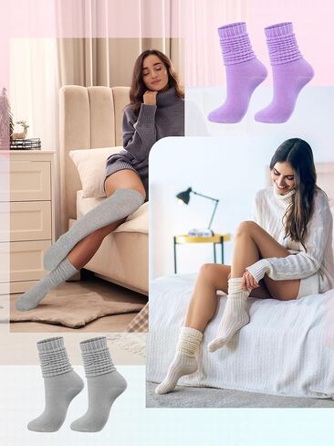12 Pairs Women Slouch Socks Bulk Cotton Scrunch Stacked Boot Socks for Women Girls in Saudi Arabia