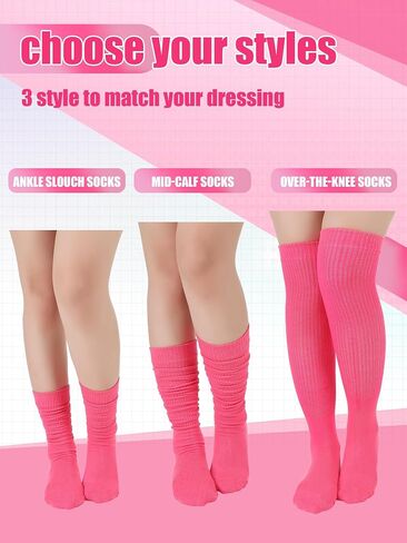 12 Pairs Women Slouch Socks Bulk Cotton Scrunch Stacked Boot Socks for Women Girls in Saudi Arabia