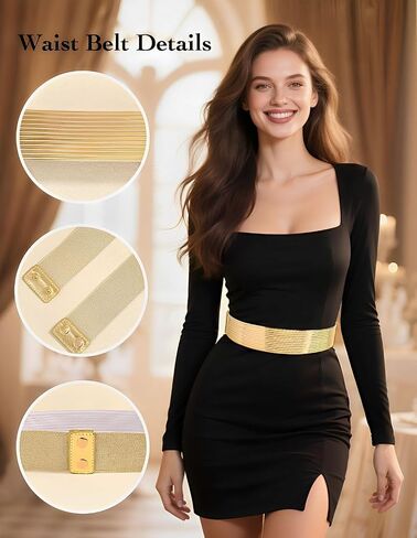 Women Trendy Wide Waist Belt Retro Stretch Elastic Belt for Dress Jeans Pants in Kuwait