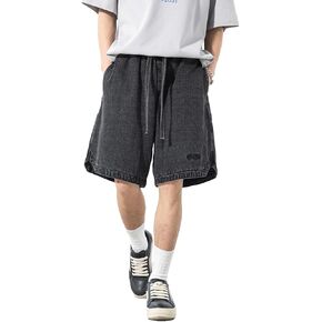 Unisex Baggy Light Washed Denim Shorts Elastic Waist Vintage Jean Shorts Loose Fit Y2K Summer Streetwear Casual Jorts in Kuwait