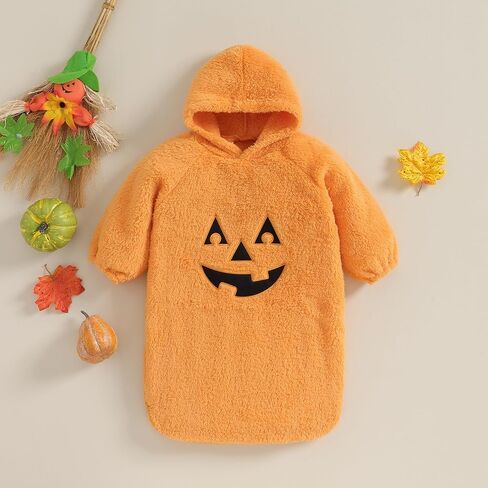 My First Halloween Baby Girl Boy Outfit Newborn 0-6 Month Long Sleeve Hoodie Romper Onesie Bodysuit in Kuwait