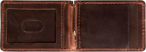 محفظة جلدية للرجال - تصميم جيب أمامي بحجب RFID مع نافذة لبطاقة الهوية - صناعة يدوية بسيطة ثنائية الطي، هدية للرجال - تتوفر أنماط متعددة (بنجامين، بني عتيق) in Kuwait