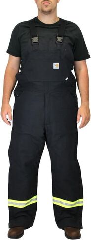 Carhartt Men's 101628 Flame-Resistant Striped Duck Bib Overall - Quilt Lined in Saudi Arabia