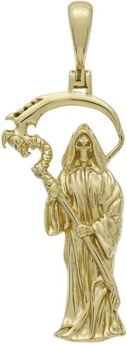 Grim Reaper Death Pendant In Sterling Silver 925 14K Gold Plated, Gothic Style Santa Muerte Jewelry Charm in Saudi Arabia