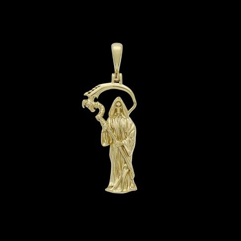 Grim Reaper Death Pendant In Sterling Silver 925 14K Gold Plated, Gothic Style Santa Muerte Jewelry Charm in Saudi Arabia