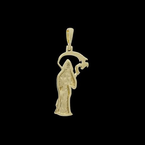 Grim Reaper Death Pendant In Sterling Silver 925 14K Gold Plated, Gothic Style Santa Muerte Jewelry Charm in Saudi Arabia
