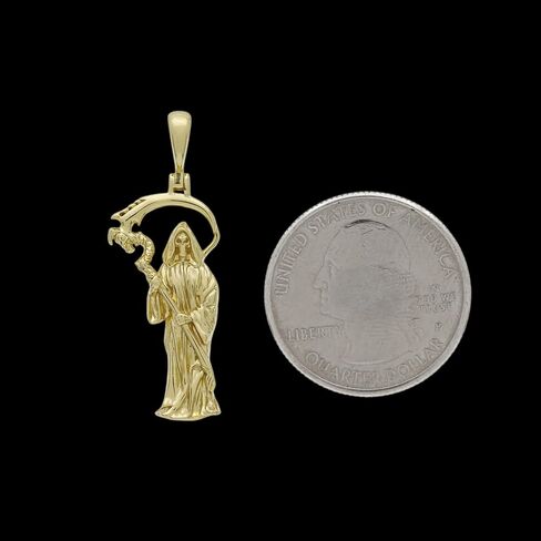 Grim Reaper Death Pendant In Sterling Silver 925 14K Gold Plated, Gothic Style Santa Muerte Jewelry Charm in Saudi Arabia