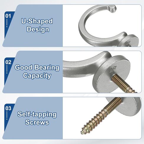 uxcell 2Pcs Curtain Holdbacks, Wall Mounted Drapery Tiebacks Hooks, Zinc Alloy Decorative Curtain Holders with Screws for Window Clothes Hat Towel, White in Saudi Arabia