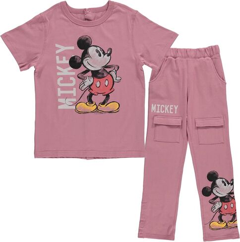Boys Mickey Mouse Adaptive T-Shirt & Cargo Sweatpants Set, Classic Mickey Mouse Clothing Little and Big Boys Sizes in Saudi Arabia