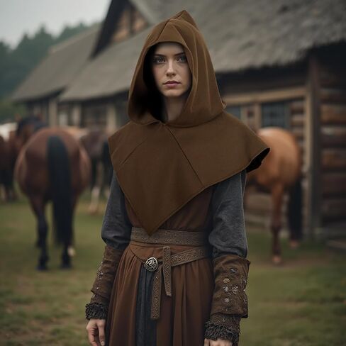 UQJE Medieval Cowl Hood Renaissance Assassin Hood Halloween Short Hooded Cloak for Adult in Saudi Arabia