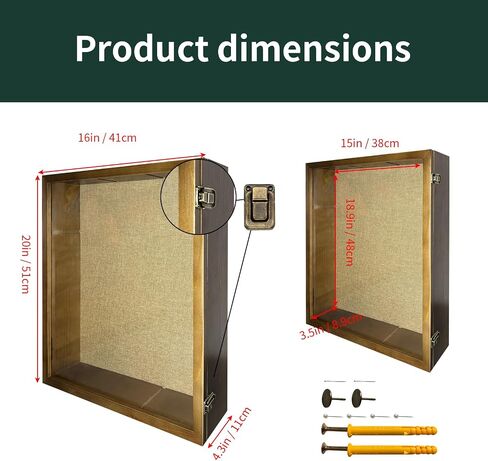 إطار صندوق ظلال مقاس 16 × 20 مع زجاج شبكي مصقول، إطار صندوق ظل عميق مع باب مفصلي، باب مفصلي، بعمق قابل للاستخدام 4/3 بوصة، خشب صلب 100% in Saudi Arabia
