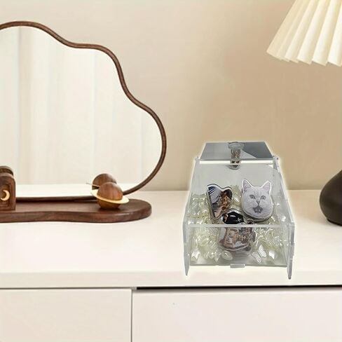 Clear Acrylic Storage Box with Photo Display, 4.13 x 2.8 x 3.15 inches, Jewelry and Small Items Organizer in Saudi Arabia