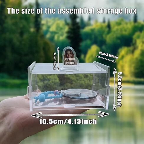 Clear Acrylic Storage Box with Photo Display, 4.13 x 2.8 x 3.15 inches, Jewelry and Small Items Organizer in Saudi Arabia