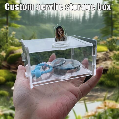 Clear Acrylic Storage Box with Photo Display, 4.13 x 2.8 x 3.15 inches, Jewelry and Small Items Organizer in Saudi Arabia