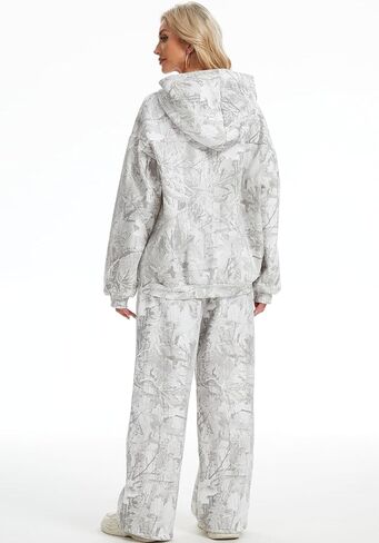 إمرأة 2 قطعة Sweatsuits ملابس الخريف المتضخم كامو هوديي واسعة الساق Sweatpants صالة السفر مطابقة العرق مجموعات in Kuwait