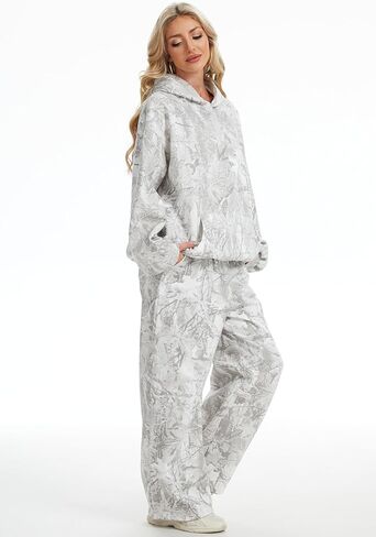 إمرأة 2 قطعة Sweatsuits ملابس الخريف المتضخم كامو هوديي واسعة الساق Sweatpants صالة السفر مطابقة العرق مجموعات in Kuwait