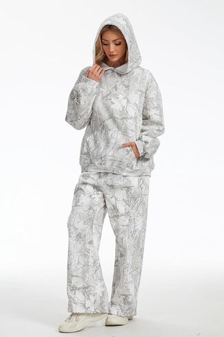 إمرأة 2 قطعة Sweatsuits ملابس الخريف المتضخم كامو هوديي واسعة الساق Sweatpants صالة السفر مطابقة العرق مجموعات in Kuwait