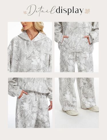 إمرأة 2 قطعة Sweatsuits ملابس الخريف المتضخم كامو هوديي واسعة الساق Sweatpants صالة السفر مطابقة العرق مجموعات in Kuwait