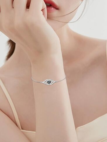 Tahitian Black Pearl Bracelet 18K White Gold Plated Sterling Silver Jewelry Gift for Wife Women Mom for Birthday Anniversary in Saudi Arabia
