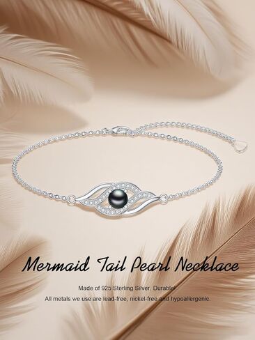 Tahitian Black Pearl Bracelet 18K White Gold Plated Sterling Silver Jewelry Gift for Wife Women Mom for Birthday Anniversary in Saudi Arabia