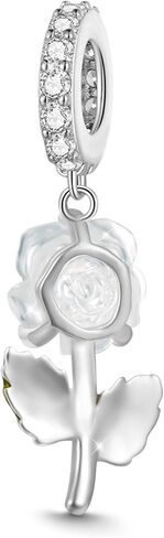GNOCE Rose Flower Pendant Charms 925 Sterling Silver Flower Dangle Charm for Bracelet Jewelry Gift For Women Wife Fit Snake Chain Bracelets in Saudi Arabia