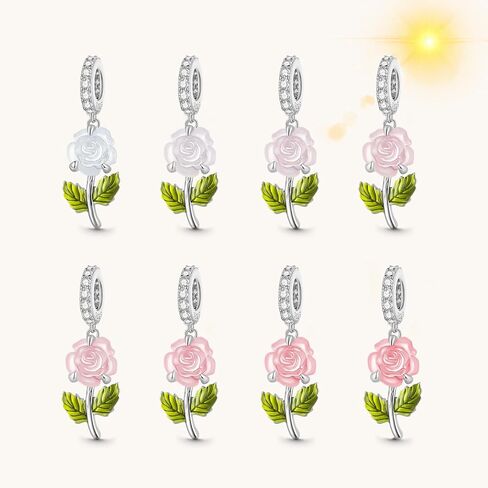 GNOCE Rose Flower Pendant Charms 925 Sterling Silver Flower Dangle Charm for Bracelet Jewelry Gift For Women Wife Fit Snake Chain Bracelets in Saudi Arabia