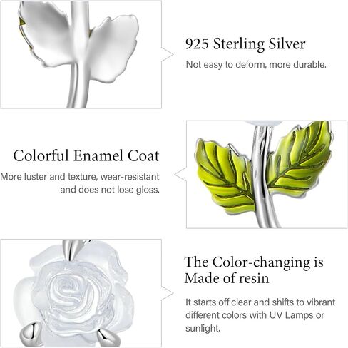 GNOCE Rose Flower Pendant Charms 925 Sterling Silver Flower Dangle Charm for Bracelet Jewelry Gift For Women Wife Fit Snake Chain Bracelets in Saudi Arabia