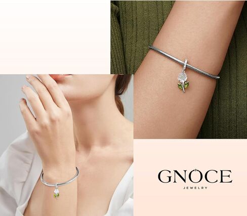 GNOCE Rose Flower Pendant Charms 925 Sterling Silver Flower Dangle Charm for Bracelet Jewelry Gift For Women Wife Fit Snake Chain Bracelets in Saudi Arabia