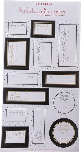 Christmas Gift Labels by Graphique, 52 Self-Adhesive Holiday Stickers, 13 Designs, to and from Names, for Holiday Wrapping Paper & Gift Bags in Saudi Arabia
