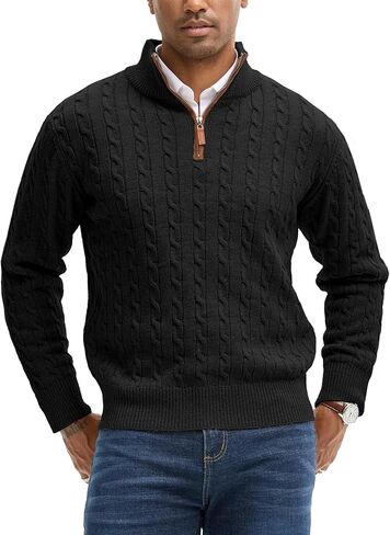 كنزة صوفية للرجال بسحاب ربعي وسترات ذات نسيج محبوك بقصة ضيقة وسترات ذات رقبة وهمية in Kuwait