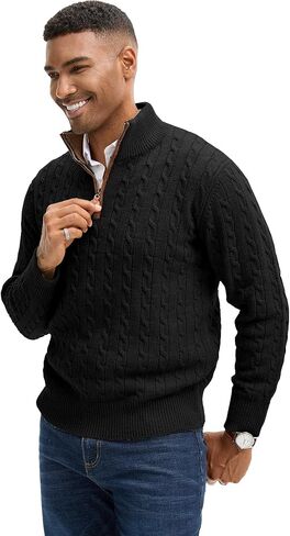 كنزة صوفية للرجال بسحاب ربعي وسترات ذات نسيج محبوك بقصة ضيقة وسترات ذات رقبة وهمية in Kuwait