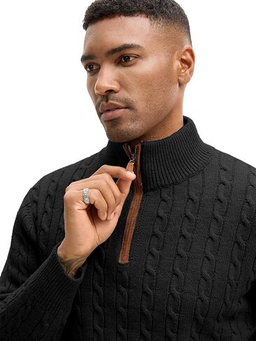 كنزة صوفية للرجال بسحاب ربعي وسترات ذات نسيج محبوك بقصة ضيقة وسترات ذات رقبة وهمية in Kuwait