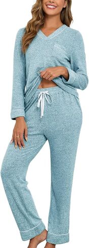HALCYEEN Women's Pajama Sets Long Sleeve Button Down Sleepwear Nightwear Soft Pjs Lounge Sets S-XXL in Saudi Arabia