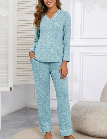 HALCYEEN Women's Pajama Sets Long Sleeve Button Down Sleepwear Nightwear Soft Pjs Lounge Sets S-XXL in Saudi Arabia