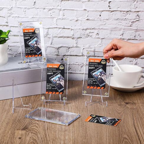 Screw Trading Card Protector with Display Stands Acrylic 35 PT Baseball Card Holder for Football Sports Game Business Display(30 Pcs) in Saudi Arabia