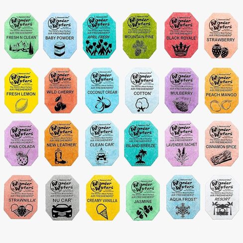 Wonder Wafers Car Air Freshener Wafers Variety Pack of 12 - Individually Wrapped Car Air Fresheners - 12 Scents Car Fresheners (12 Pack 12 Other Scents) in Kuwait