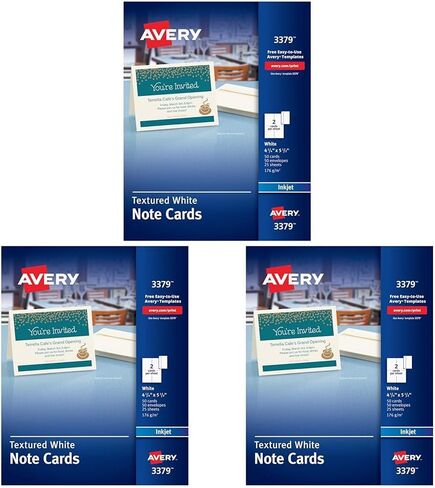 Avery Printable Note Cards with Envelopes, 4.25" x 5.5", Textured White, 50 Blank Note Cards for Inkjet Printers (03379) in Saudi Arabia