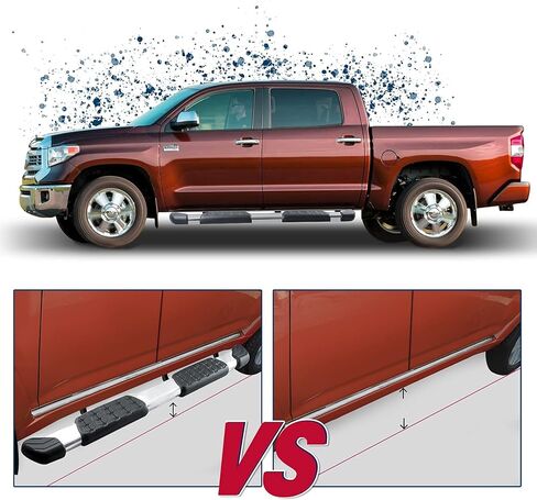 لوحات تشغيل جانبية من COMNOVA قضبان Nerf متوافقة مع 07-21 Toyota Tundra Crew Max (4 أبواب بالحجم الكامل)، قضبان خطوة غير قابلة للصدأ على طراز OE مقاس 5 بوصات. لا تناسب تندرا 2022-2025. in Kuwait