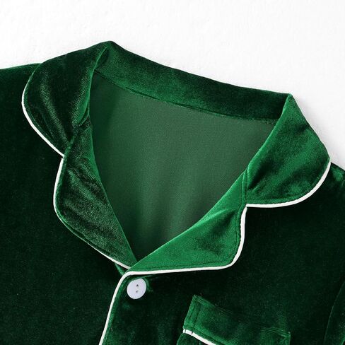 Weixinbuy Girls Velvet Pajamas Set Long Sleeve Solid Laple Pajama Button-Up Sleepwear 4-14Y Kids Fall Winter Clothes Outfits in Saudi Arabia
