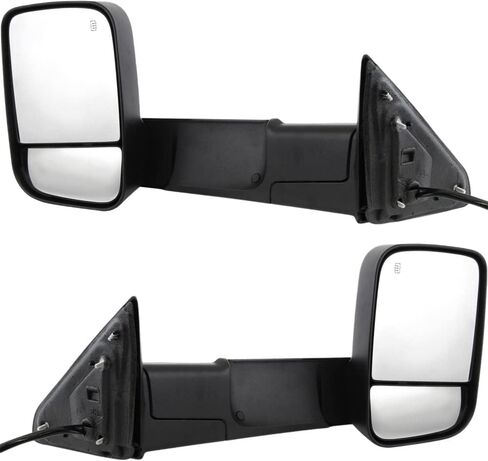 Garage-Pro Driver & Passenger Power Heated Towing Mirrors for Ram 1500 2500 2013-2018 Manual Fold, Textured, Signal Light, Puddle Lamp, Right Side Blind Spot Mirrors 2 Pack, Without Memory in Saudi Arabia