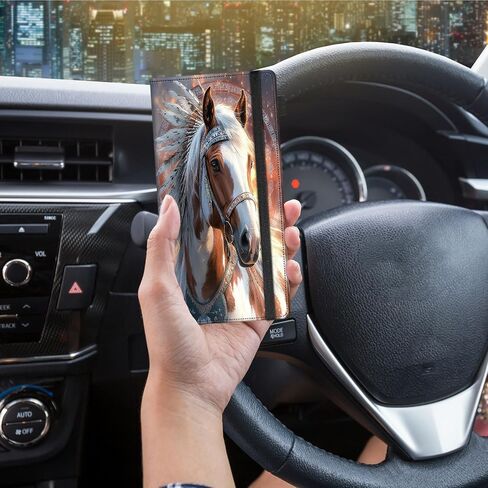 Car Registration and Insurance Holder,Leather Vehicle Glove Box Organizer Wallet for Document,Perfect for any Car,Truck,Motorcycle,Driver License,Trailer or Boat,Men & Women,Highland Cow Cattle in Saudi Arabia
