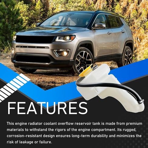Engine Radiator Coolant Overflow Reservoir Tank with Cap Compatible with 2007-2012 Dodge Caliber 2007-2017 Jeep Compass Patriot Replaces 603-631 5058156AI 5058156AE in Saudi Arabia