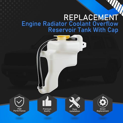 Engine Radiator Coolant Overflow Reservoir Tank with Cap Compatible with 2007-2012 Dodge Caliber 2007-2017 Jeep Compass Patriot Replaces 603-631 5058156AI 5058156AE in Saudi Arabia