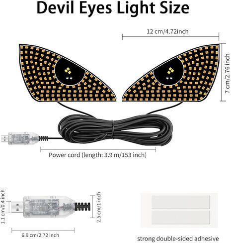 Devil Eyes Light for Cars,Dynamic Devil Eyes Led Car Lights,Devil Eyes Light for Car Windshield,USB Plug & Play Car Eyes LED Light with 12 Modes,Eye Signal Light for Car (Red) in Saudi Arabia