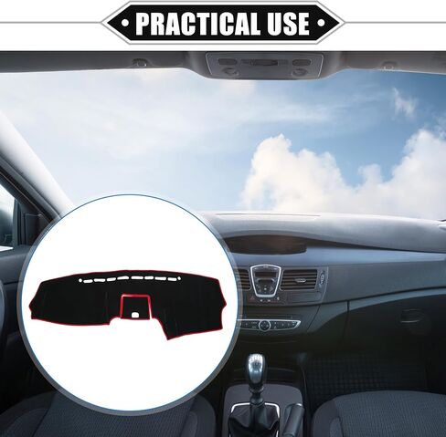 غطاء لوحة القيادة متوافق مع Hyundai Santa Fe 2007-2012، غطاء حماية لوحة القيادة من البوليستر الأسود غير القابل للانزلاق in Saudi Arabia