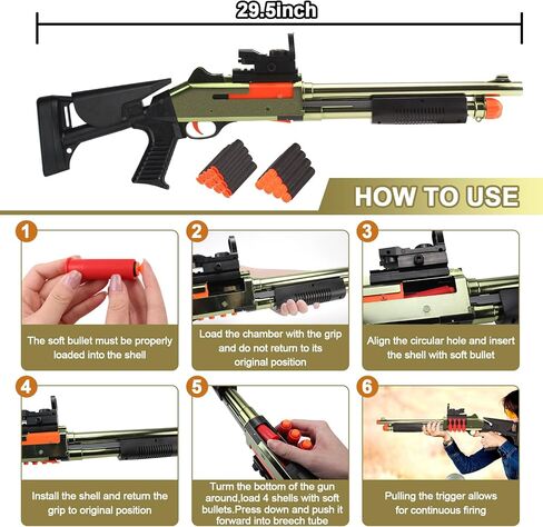 30 in Realistic Toy Foam Blaster Play Set, Shell Ejecting Soft Darts Blaster for Ages 14+ Years Old, Indoor Outdoor Gifts for Christmas Birthday in Saudi Arabia
