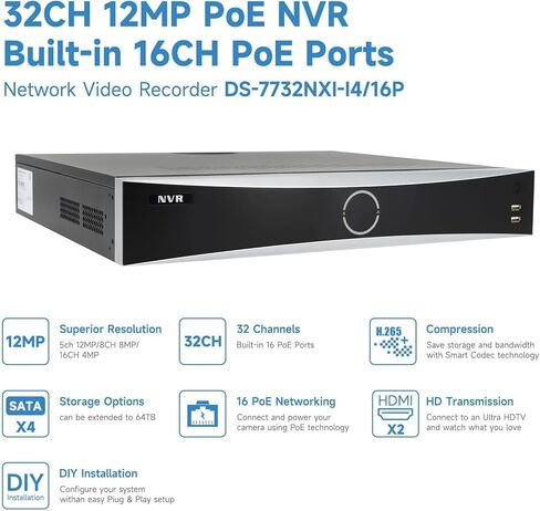 Anpviz 64 Channel NVR IP Security Video Recorder, 4K 12MP HDMI Video Output DDNS VCA Alarm Smart NVR, Support RAID 0,1,5,6,10, Support 8 Hard Drives 80TB Total, Commercial Grade(HK Series) in Kuwait
