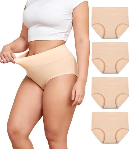 Plus Size Underwear for Women XL-5XL Cotton High Waist Briefs Postpartum Underwear Ladies Full Coverage Panties in Kuwait
